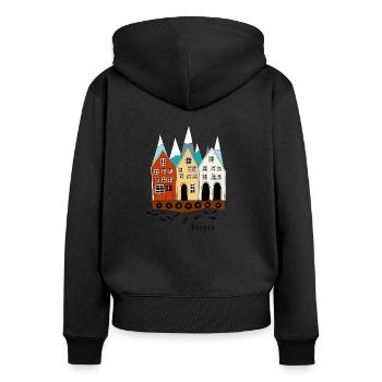 Bergen I souvenir from Norway - Women's Premium Organic Zip Hoodie - black - Back - Julia (174cm)