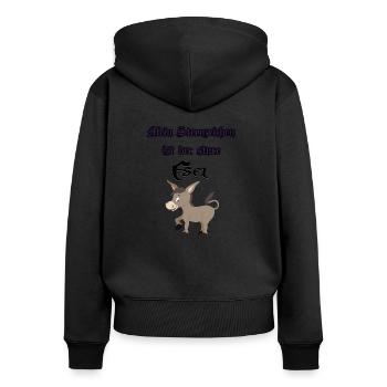 Sternzeichen - Der sture Esel - Frauen Premium Bio Zip Hoodie - Schwarz - Hinten - Julia (174cm)