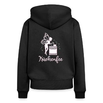 Beste Köchin Mama Oma Küche kochen backen - Frauen Premium Bio Zip Hoodie - Schwarz - Hinten - Julia (174cm)