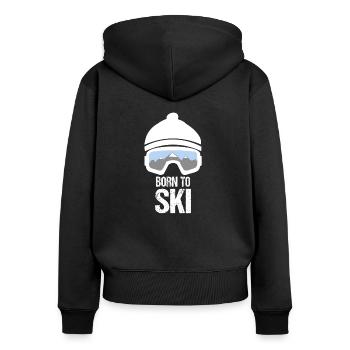 né pour skier neige idée cadeau hiver - Sweat à capuche zippé Premium bio Femme - noir - Dos - Julia (174cm)