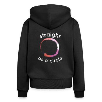 Straight Lesbian - Sweat à capuche zippé Premium bio Femme - noir - Dos - Julia (174cm)