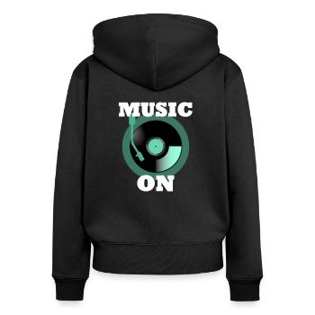 musik schallplatte - Frauen Premium Bio Zip Hoodie - Schwarz - Hinten - Julia (174cm)