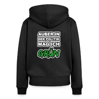 Grün - Frauen Premium Bio Zip Hoodie - Schwarz - Hinten - Julia (174cm)