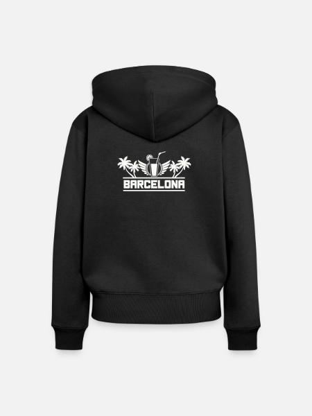 barcelona- - Frauen Premium Bio Zip Hoodie - Schwarz
