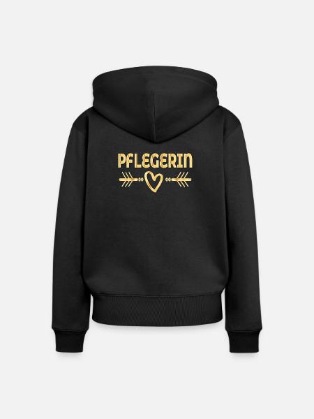 Herz Danke Pflegerin - Frauen Premium Bio Zip Hoodie - Schwarz