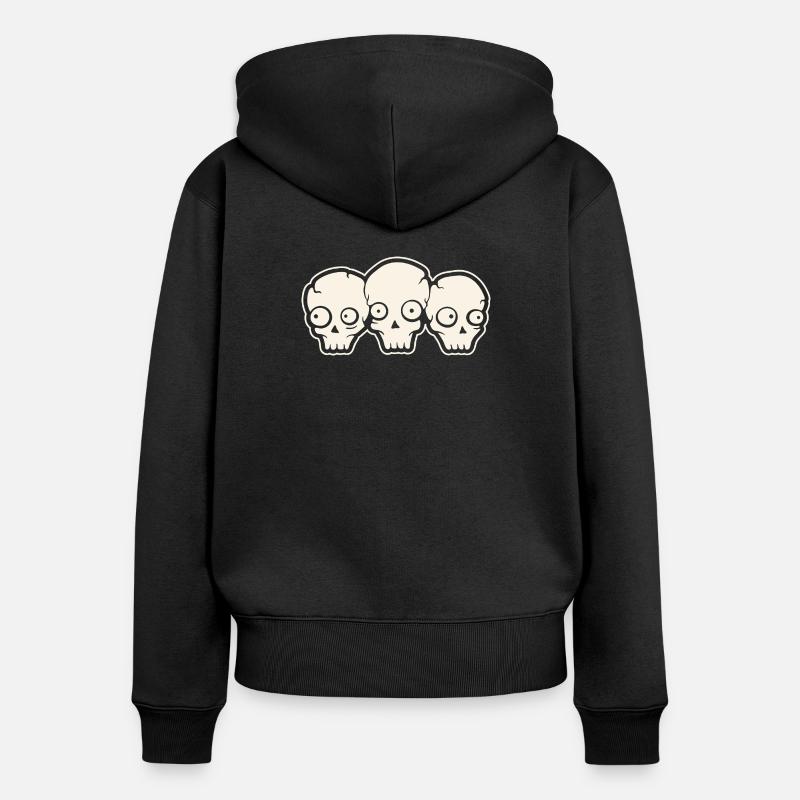 Crâne - Sweat à capuche zippé Premium bio Femme - noir