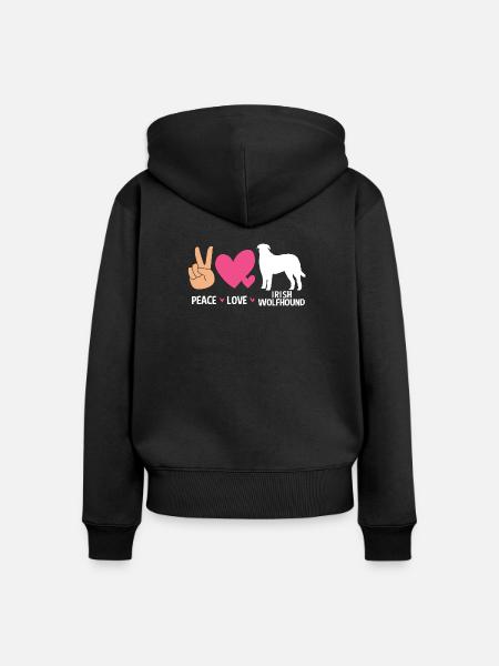 Irischer Wolfshund - Frauen Premium Bio Zip Hoodie - Schwarz