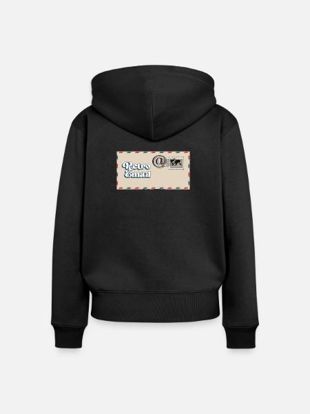 Retro-Emaille - Frauen Premium Bio Zip Hoodie - Schwarz