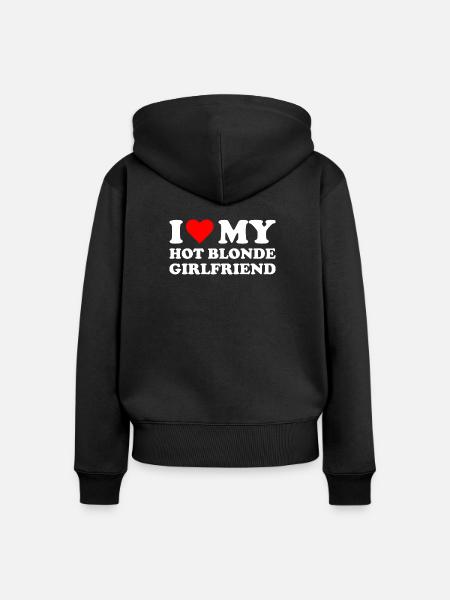 Ich liebe meine blonde Freundin - Frauen Premium Bio Zip Hoodie - Schwarz