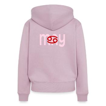 Geburtstag Mai – Sternzeichen Krebs - Frauen Premium Bio Zip Hoodie - Altrosa - Hinten - Julia (174cm)
