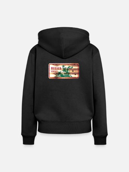 Mexiko Cowboy Schild - Frauen Premium Bio Zip Hoodie - Schwarz