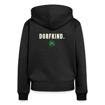 DORFKIND. Minimalist Country Life Success Edition - Frauen Premium Bio Zip Hoodie - Schwarz - Hinten - Julia (174cm)