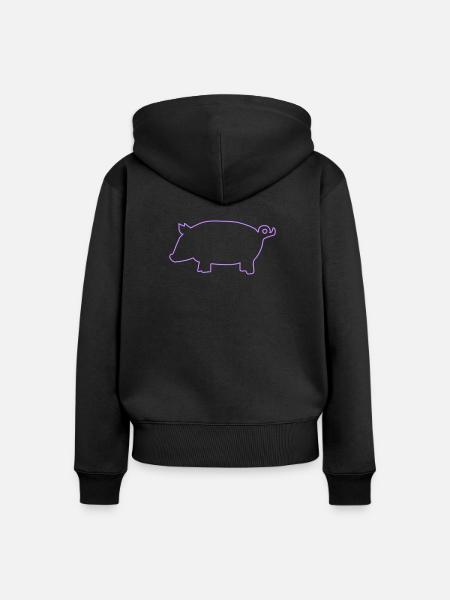 Schwein Silhouette - Frauen Premium Bio Zip Hoodie - Schwarz