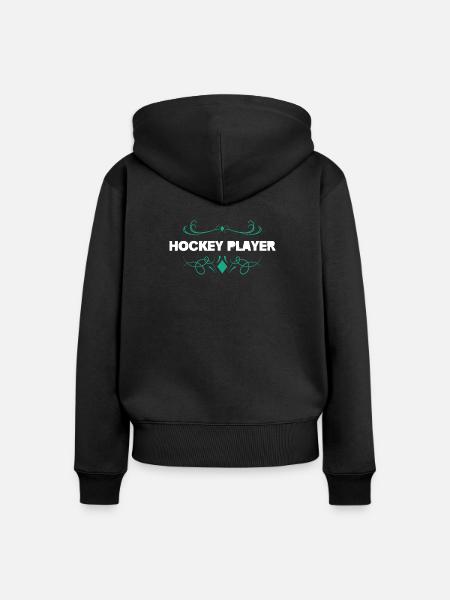 Eishockeyspieler Ornament - Frauen Premium Bio Zip Hoodie - Schwarz