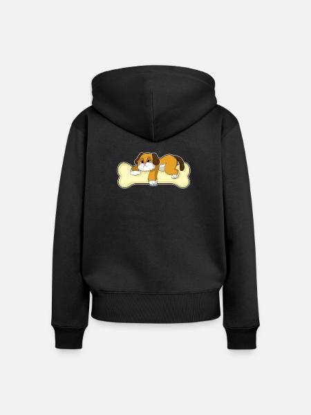 Hund Knochen  - Frauen Premium Bio Zip Hoodie - Schwarz