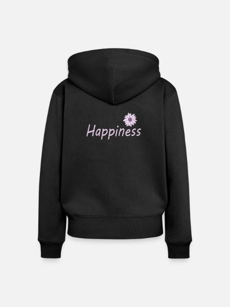 HAPPINESS - Frauen Premium Bio Zip Hoodie - Schwarz