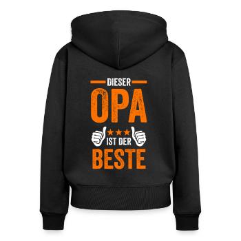 Bester Opa - Frauen Premium Bio Zip Hoodie - Schwarz - Hinten - Julia (174cm)
