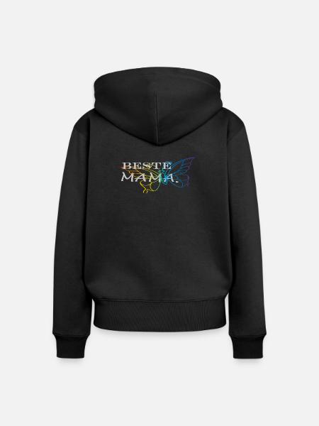 beste Mama - Frauen Premium Bio Zip Hoodie - Schwarz