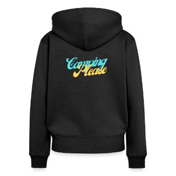 Camping Please Retro Script - Frauen Premium Bio Zip Hoodie - Schwarz - Hinten - Julia (174cm)