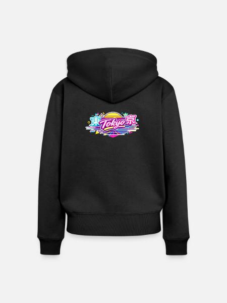 Tokyo Neon - Frauen Premium Bio Zip Hoodie - Schwarz