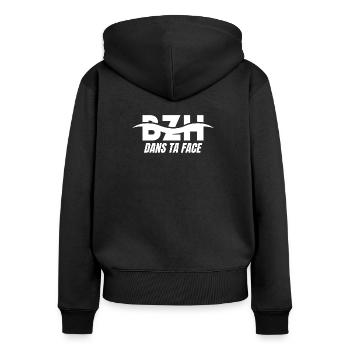 Bretagne, Bretagne humour, Breitz - Sweat à capuche zippé Premium bio Femme - noir - Dos - Julia (174cm)