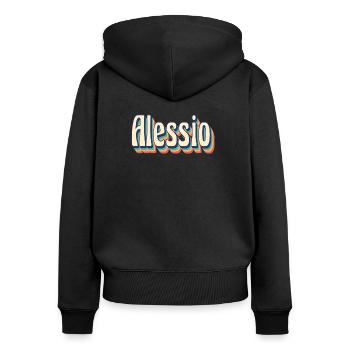 Alessio Retro Vintage T-Shirt T-Shirt Geschenk - Frauen Premium Bio Zip Hoodie - Schwarz - Hinten - Julia (174cm)