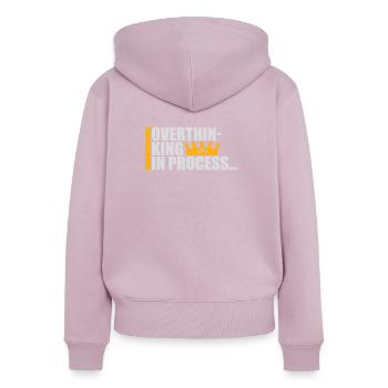 Overthinking In Process Lustig Grübeln Spruch Logo - Frauen Premium Bio Zip Hoodie - Altrosa - Hinten - Julia (174cm)