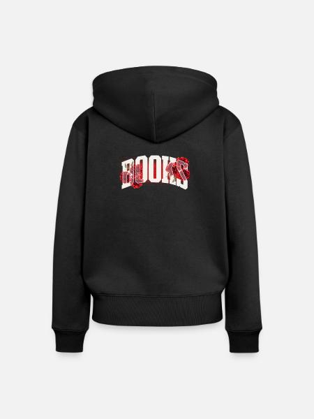 Blutrote Blumen Typo - Frauen Premium Bio Zip Hoodie - Schwarz