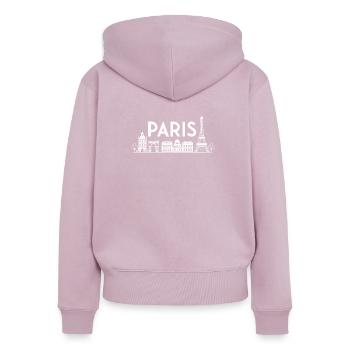 Silhouette Paris Ville Lumière - Sweat à capuche zippé Premium bio Femme - rose poudré - Dos - Julia (174cm)