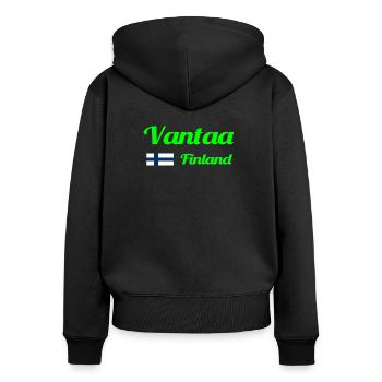 Vantaa Finnland Drucken - Frauen Premium Bio Zip Hoodie - Schwarz - Hinten - Julia (174cm)