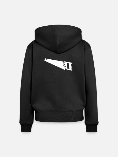 Handsäge Fuchsschwanz Holz Clean - Frauen Premium Bio Zip Hoodie - Schwarz