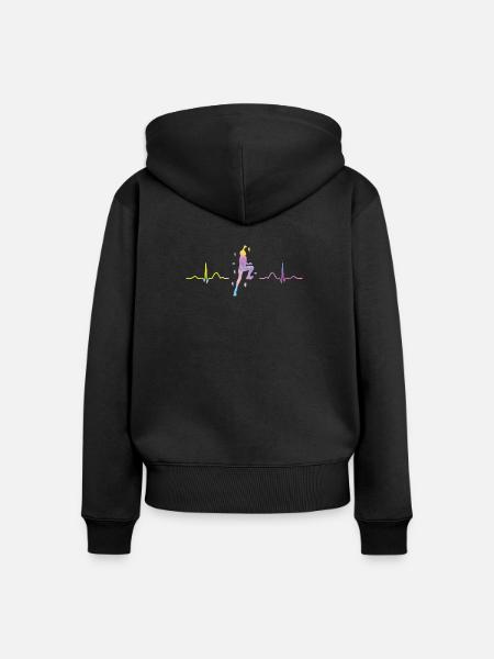 Boulderer Herzschlag Boulder Bouldern - Frauen Premium Bio Zip Hoodie - Schwarz
