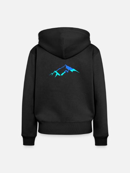 Berge in Neonblau - Frauen Premium Bio Zip Hoodie - Schwarz