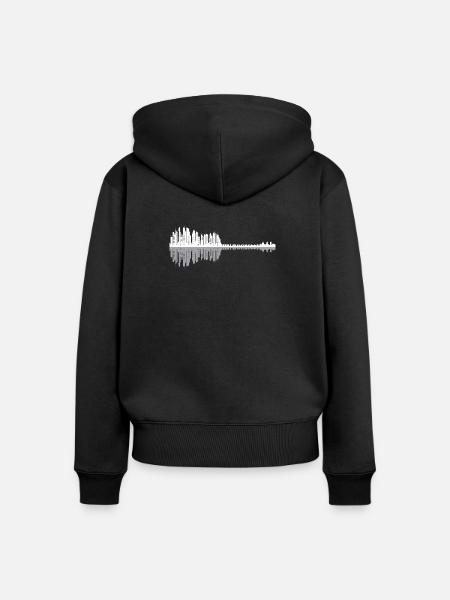 Urban Guitar Skyline - Frauen Premium Bio Zip Hoodie - Schwarz