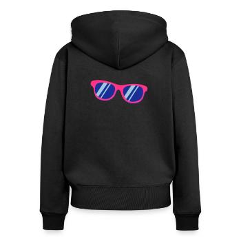 Pink Blaue Sonnenbrille Pop Art Retro - Frauen Premium Bio Zip Hoodie - Schwarz - Hinten - Julia (174cm)
