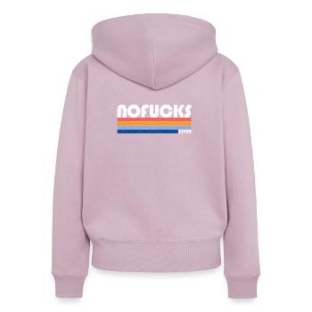 Conception de t-shirt rétro dégradé arc-en-ciel - Sweat à capuche zippé Premium bio Femme - rose poudré - Dos - Julia (174cm)