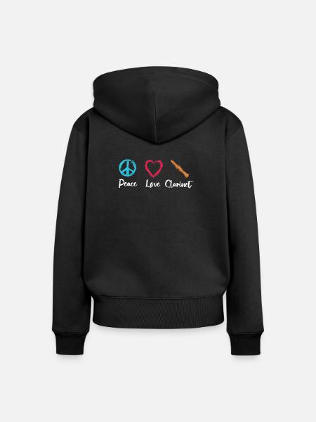 Frieden Liebe Klarinette - Frauen Premium Bio Zip Hoodie - Schwarz