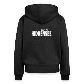 Insel HIDDENSEE - Frauen Premium Bio Zip Hoodie - Schwarz - Hinten - Julia (174cm)