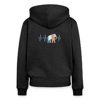 bunte Farben Elefant Elefanten Herzschlag Symbol - Frauen Premium Bio Zip Hoodie - Schwarz - Hinten - Julia (174cm)