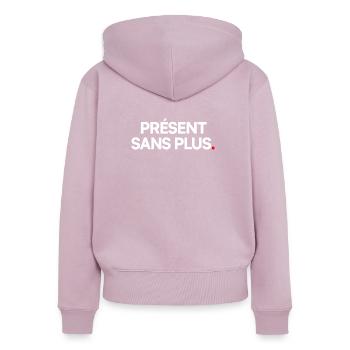 Présent sans plus - Sweat à capuche zippé Premium bio Femme - rose poudré - Dos - Julia (174cm)