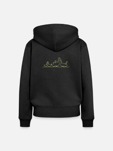 Entenfamilie Linienkunst Neon - Frauen Premium Bio Zip Hoodie - Schwarz