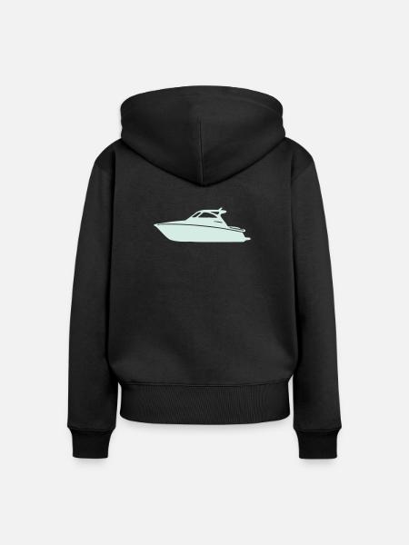 Yacht Silhouette in Pastellmint - Frauen Premium Bio Zip Hoodie - Schwarz