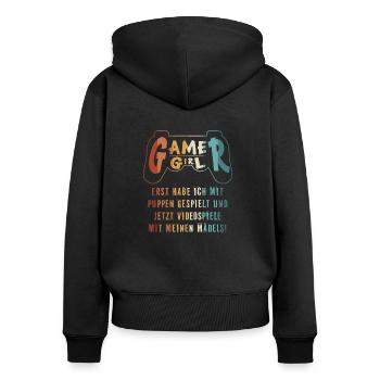 Gamer Girl Video Games With The Girls - Women's Premium Organic Zip Hoodie - black - Back - Julia (174cm)