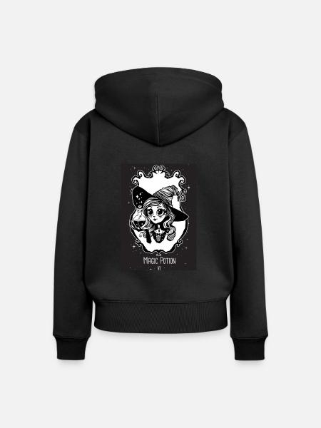 Zaubertrank-Orakel - Frauen Premium Bio Zip Hoodie - Schwarz
