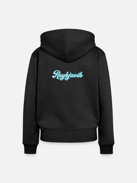 Reykjavik Neon Script - Frauen Premium Bio Zip Hoodie - Schwarz