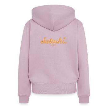 Satoshi Nakamoto Bitcoin Crypto Erfinder - Frauen Premium Bio Zip Hoodie - Altrosa - Hinten - Julia (174cm)