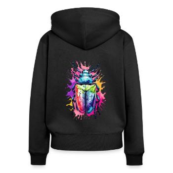 Widder Bunt in Aquarellfarben Neon - Frauen Premium Bio Zip Hoodie - Schwarz - Hinten - Julia (174cm)