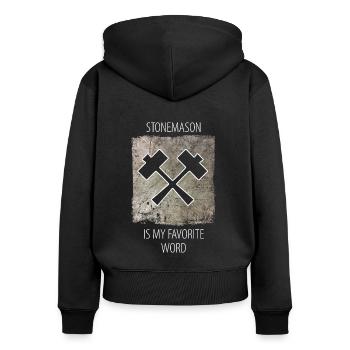 Steinmetz Steinbildhauer Spruch - Frauen Premium Bio Zip Hoodie - Schwarz - Hinten - Julia (174cm)