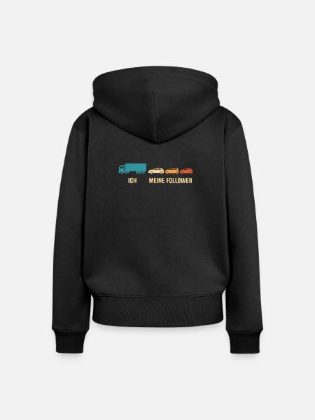 Lkw fahrer ich meine follower - Frauen Premium Bio Zip Hoodie - Schwarz