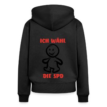 Ich wähl die SPD - Wähler - Stimme - Frauen Premium Bio Zip Hoodie - Schwarz - Hinten - Julia (174cm)